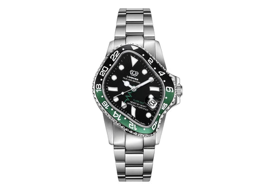 Silver Precision Steel Black Green & Black GMT