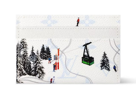 Ski Double Card Case White