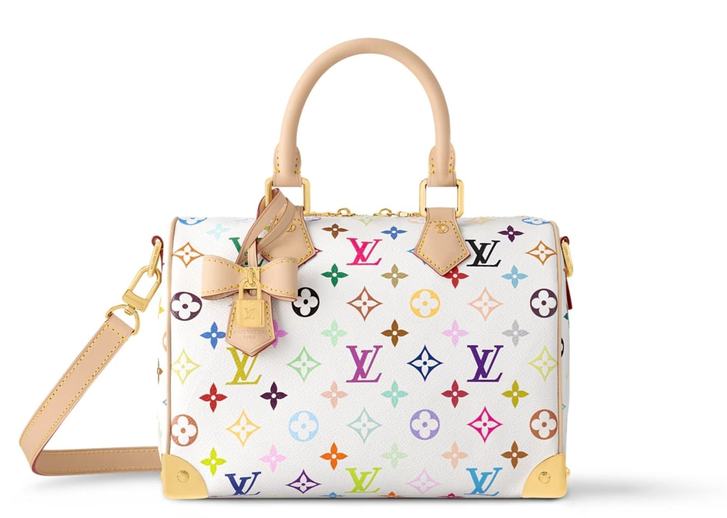 x Takashi Murakami Speedy Bandouliere 25 White Multicolored