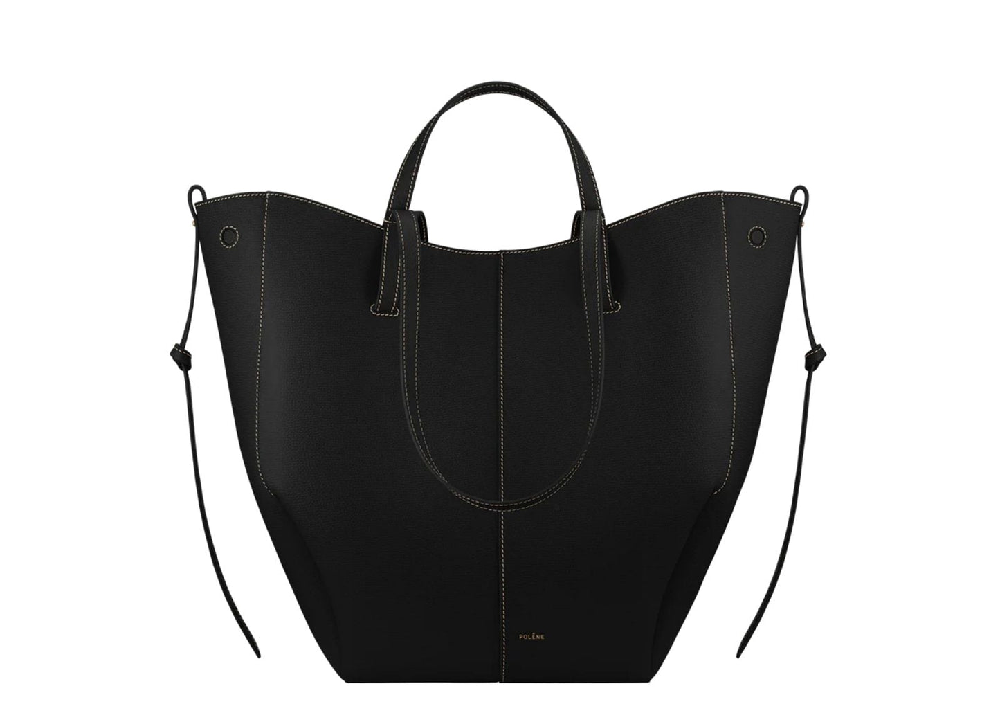 Cyme Tote Edition Textured Black with Ecru Stitching