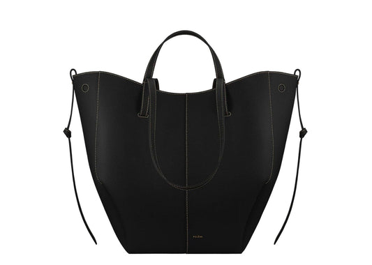 Cyme Tote Edition Textured Black with Ecru Stitching
