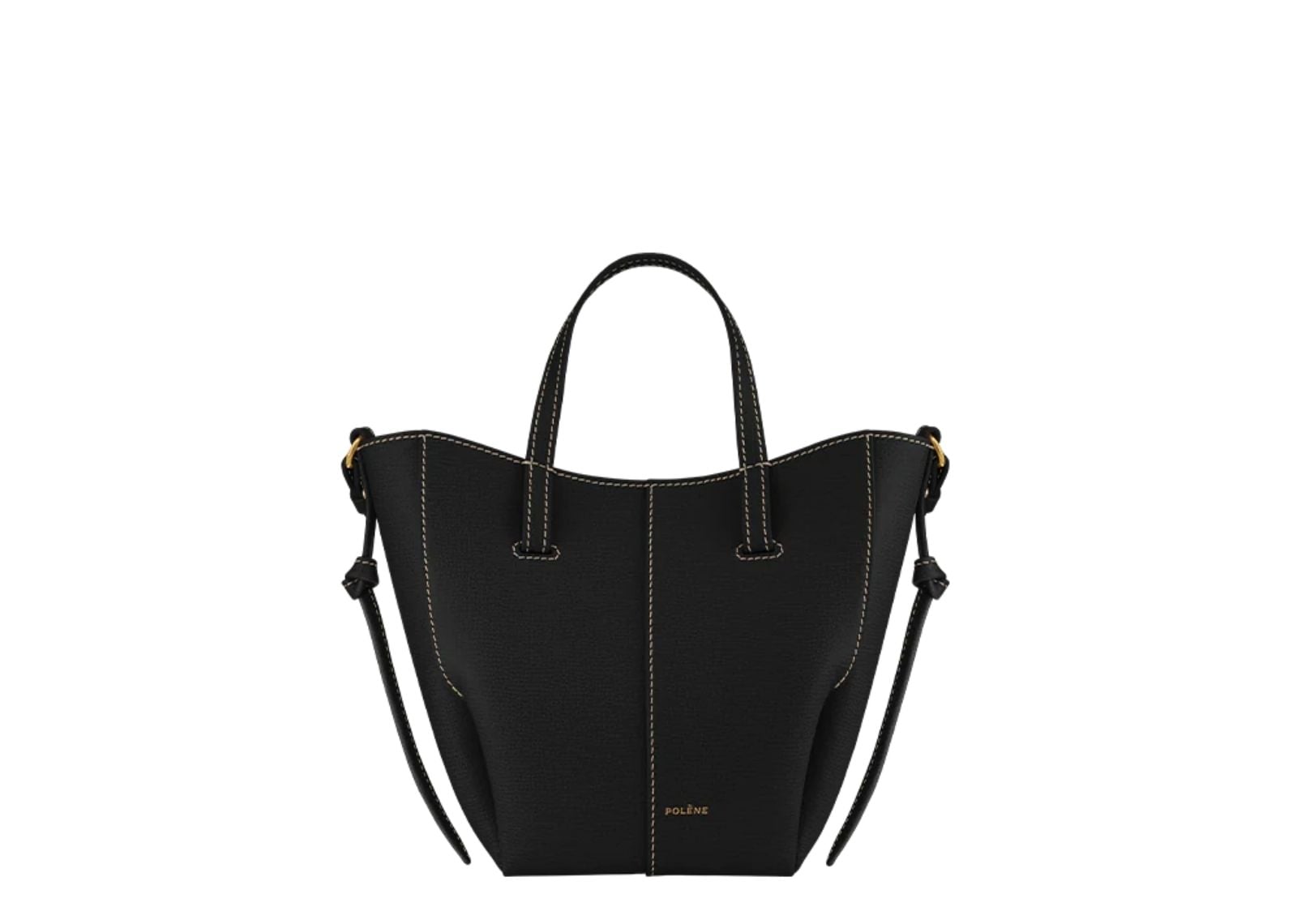 Cyme Tote Nano Edition Textured Black with Ecru Stitching