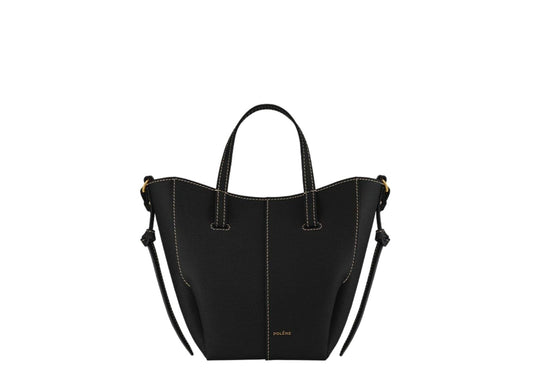 Cyme Tote Nano Edition Textured Black with Ecru Stitching