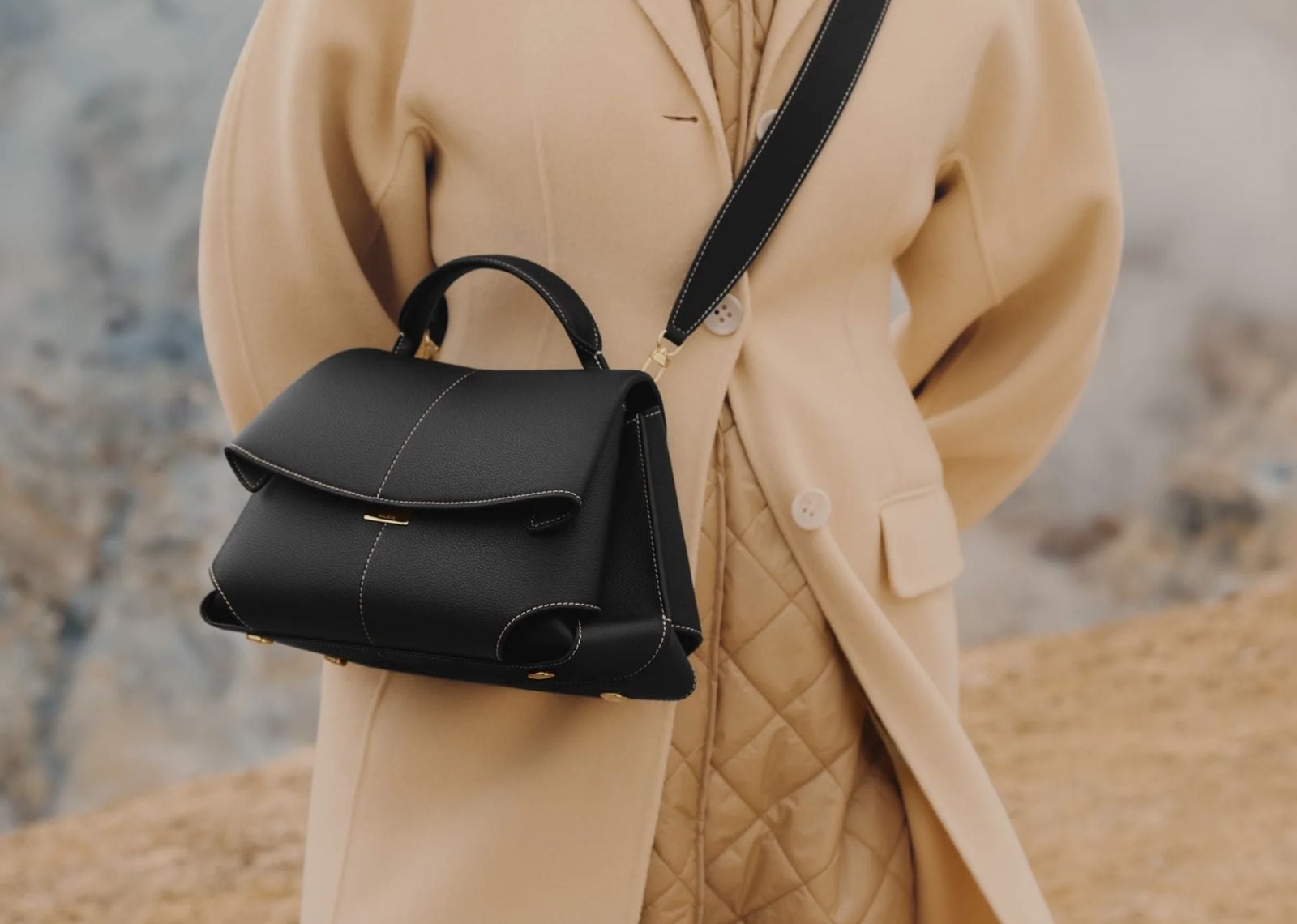 Mokki Edition Textured Black with Ecru Stitching