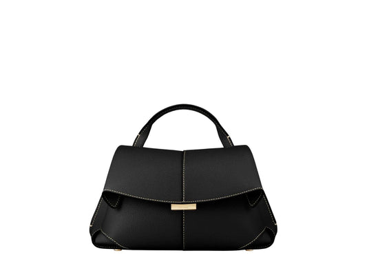Mokki Mini Edition Textured Black with Ecru Stitching