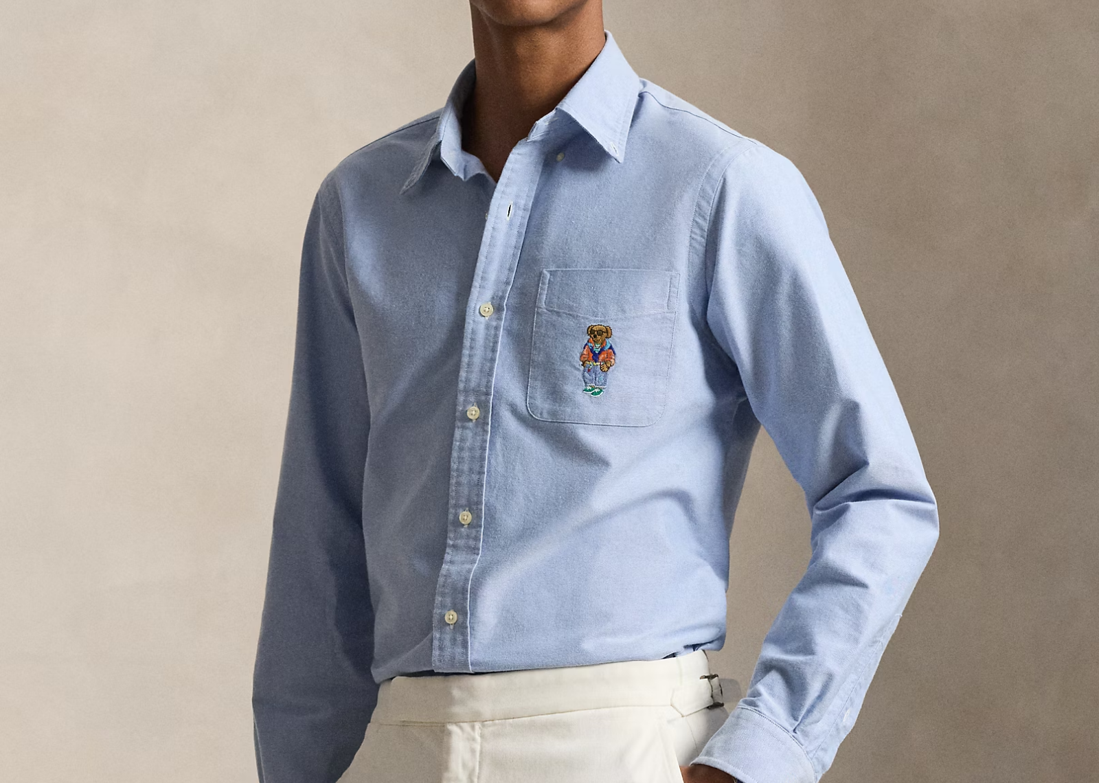 Custom Fit Polo Bear Oxford Shirt Blue Harbour Island Bear