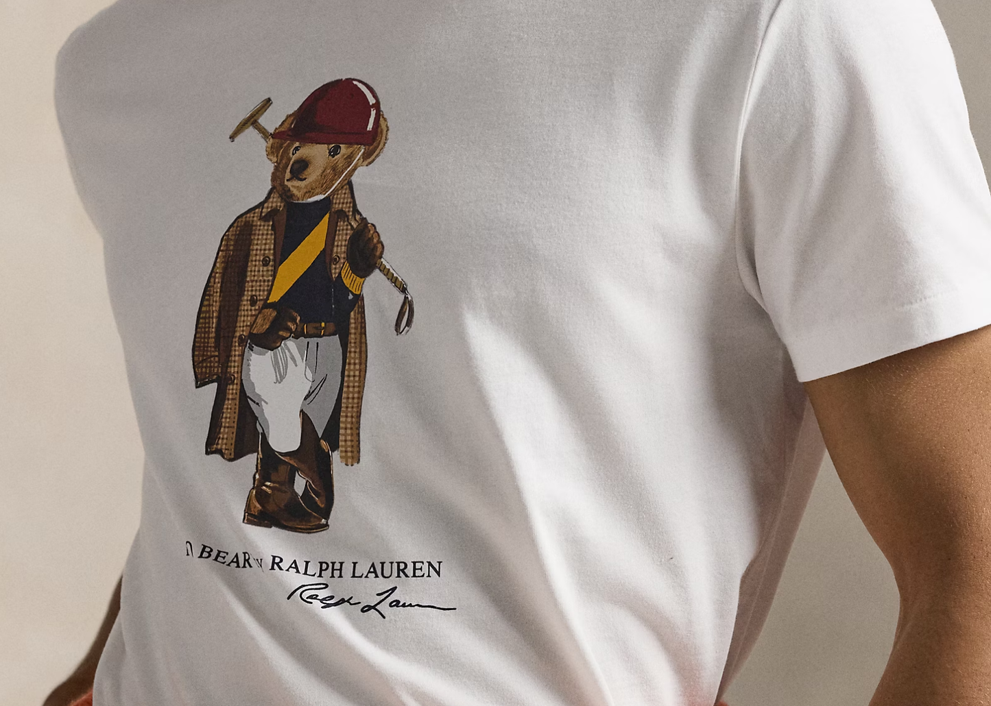 Custom Slim Fit Polo Bear Jersey T-Shirt White Society Bear