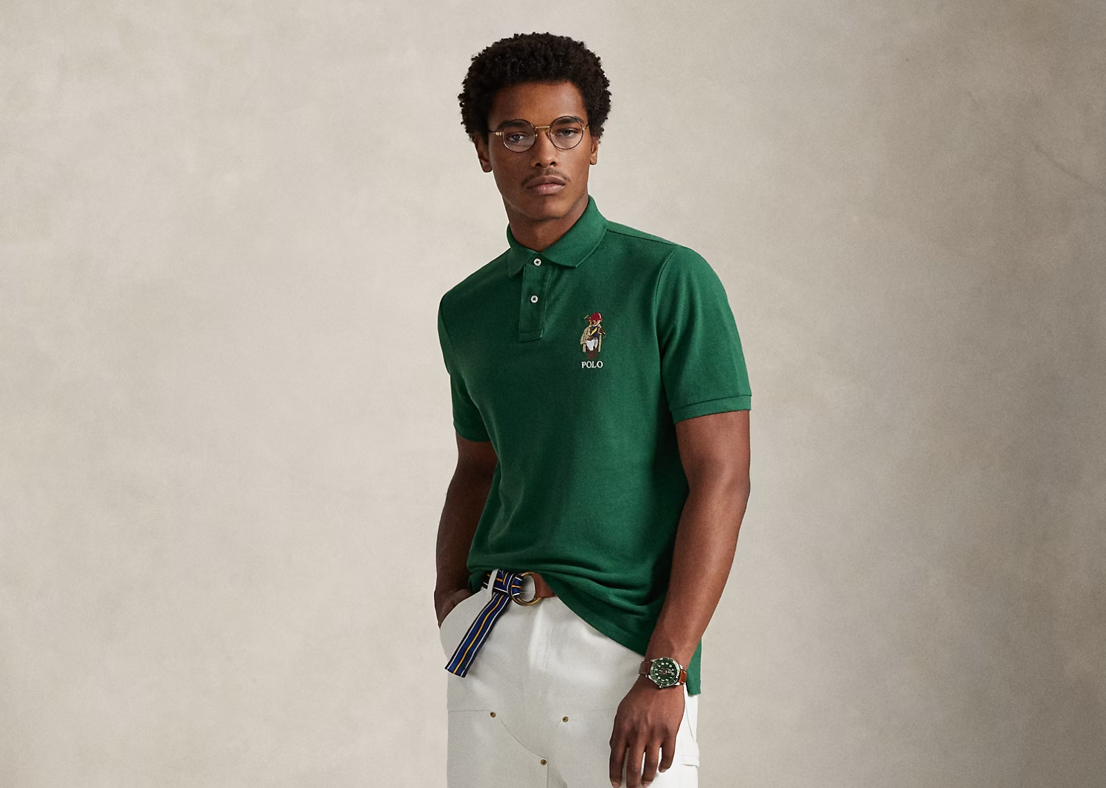 Custom Slim Fit Polo Bear Mesh Polo New Forest Society Bear