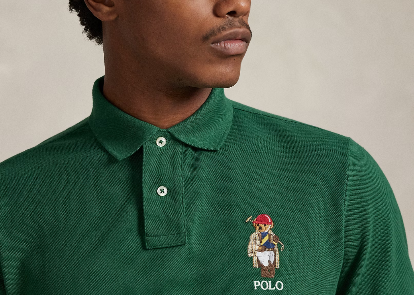 Custom Slim Fit Polo Bear Mesh Polo New Forest Society Bear