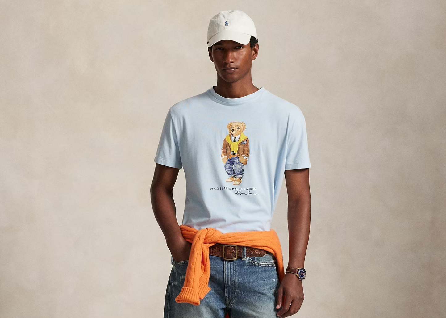 Custom Slim Fit Polo Bear T-Shirt Blue Heritage Bear