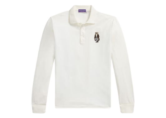 Polo Bear Cotton Cashmere Polo Shirt Classic White