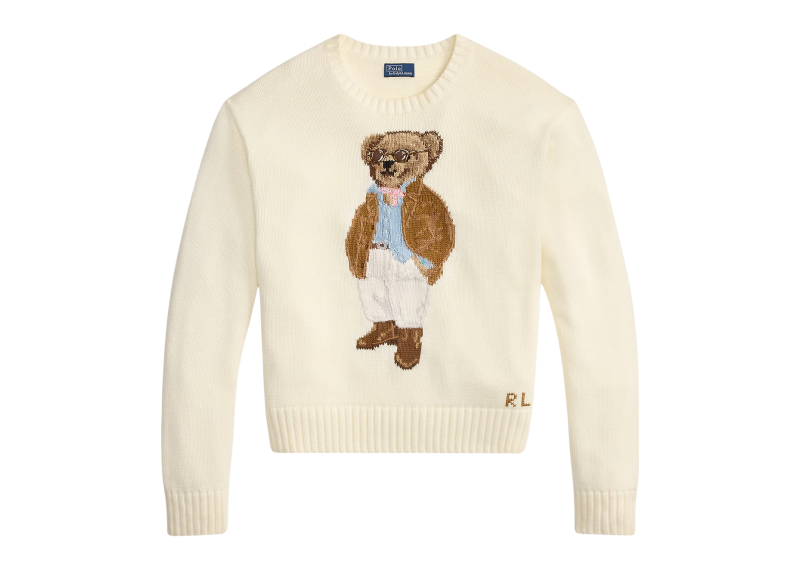 Polo Bear Cotton Crewneck Jumper Parchment Cream