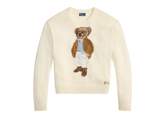 Polo Bear Cotton Crewneck Jumper Parchment Cream