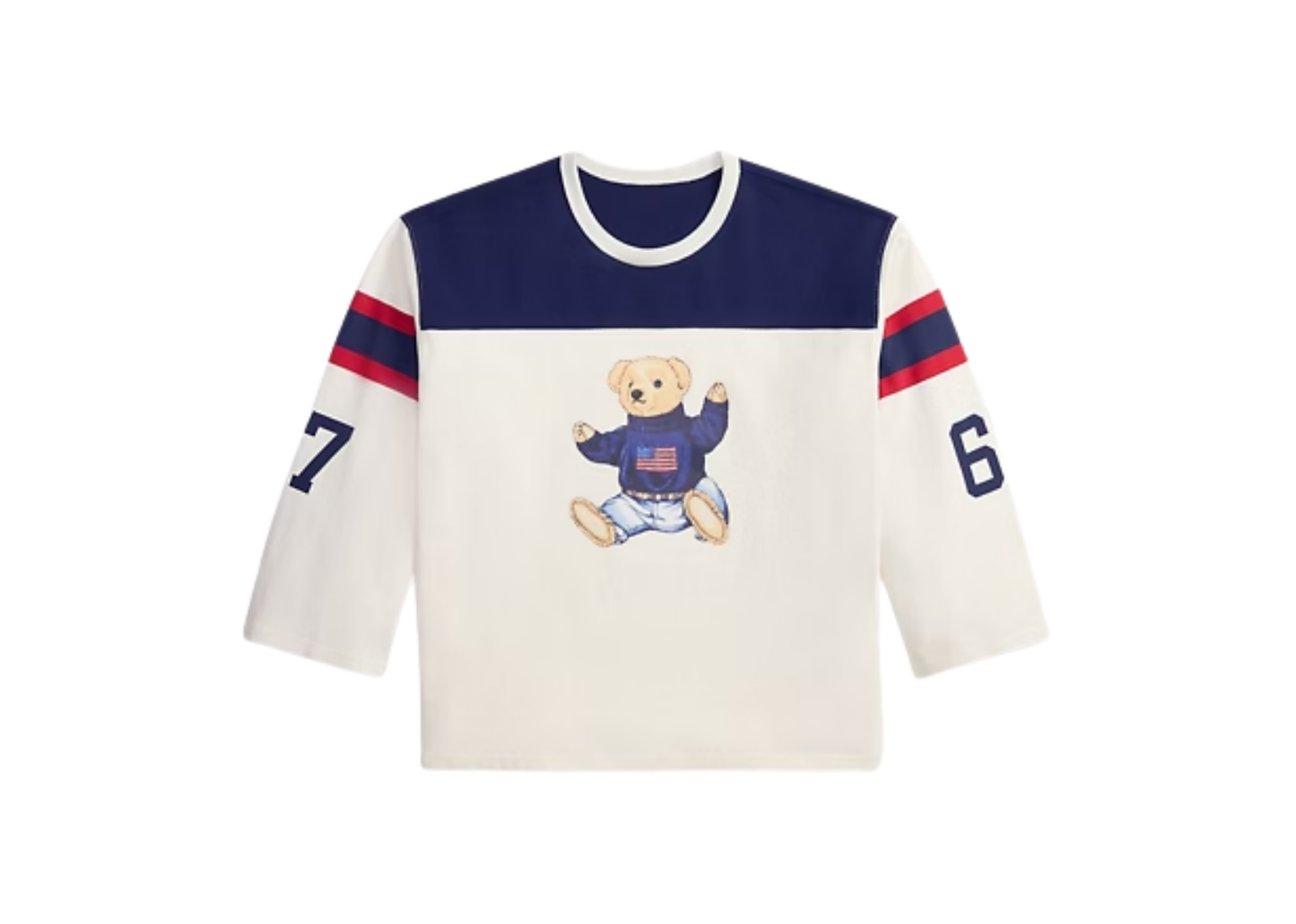 Polo Bear Cotton Jersey T-Shirt Warm White Newport Navy