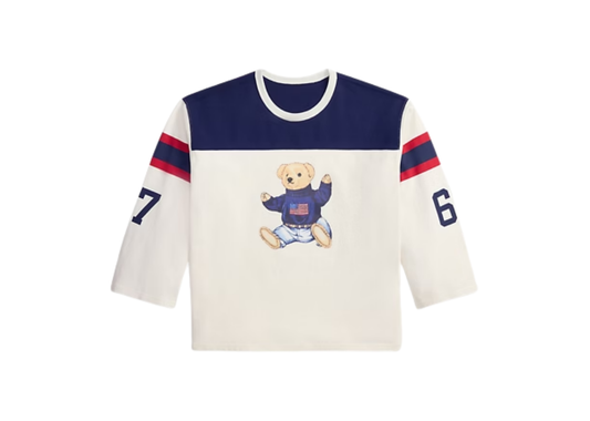 Polo Bear Cotton Jersey T-Shirt Warm White Newport Navy