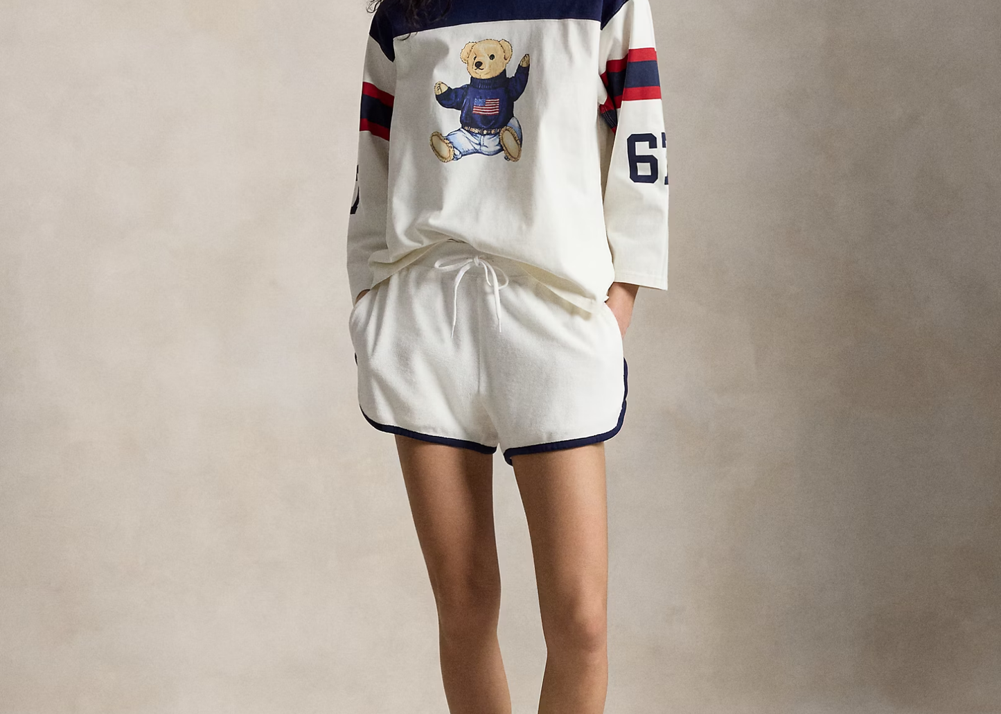 Polo Bear Cotton Jersey T-Shirt Warm White Newport Navy