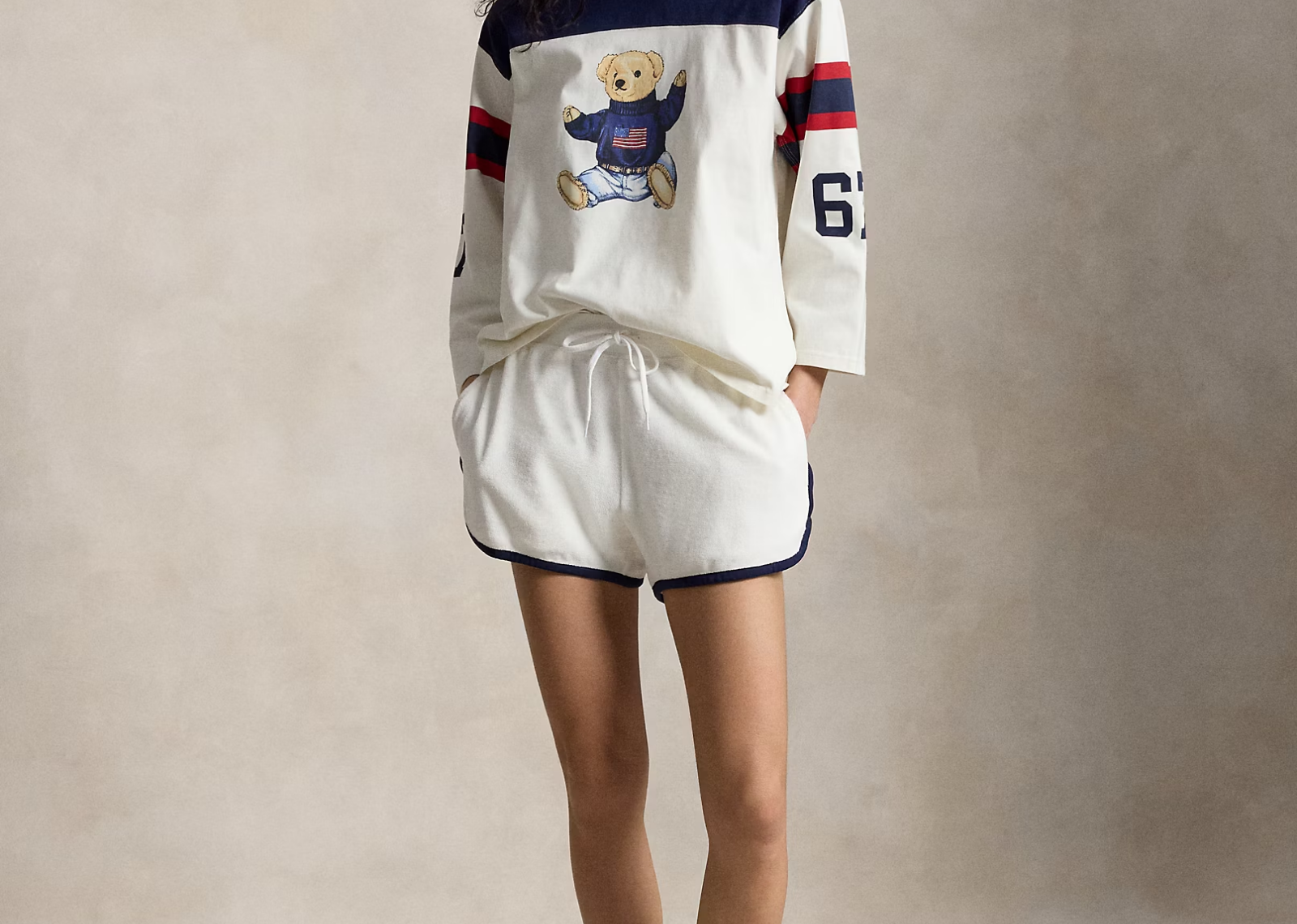 Polo Bear Cotton Jersey T-Shirt Warm White Newport Navy