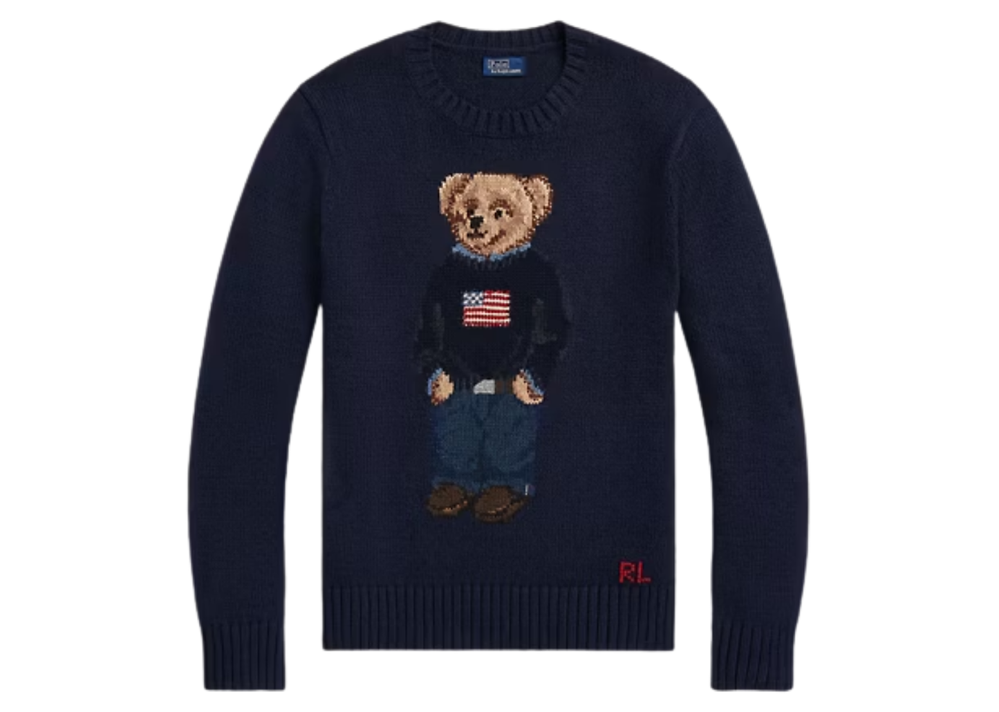Polo Bear Cotton Linen Jumper Navy Multi