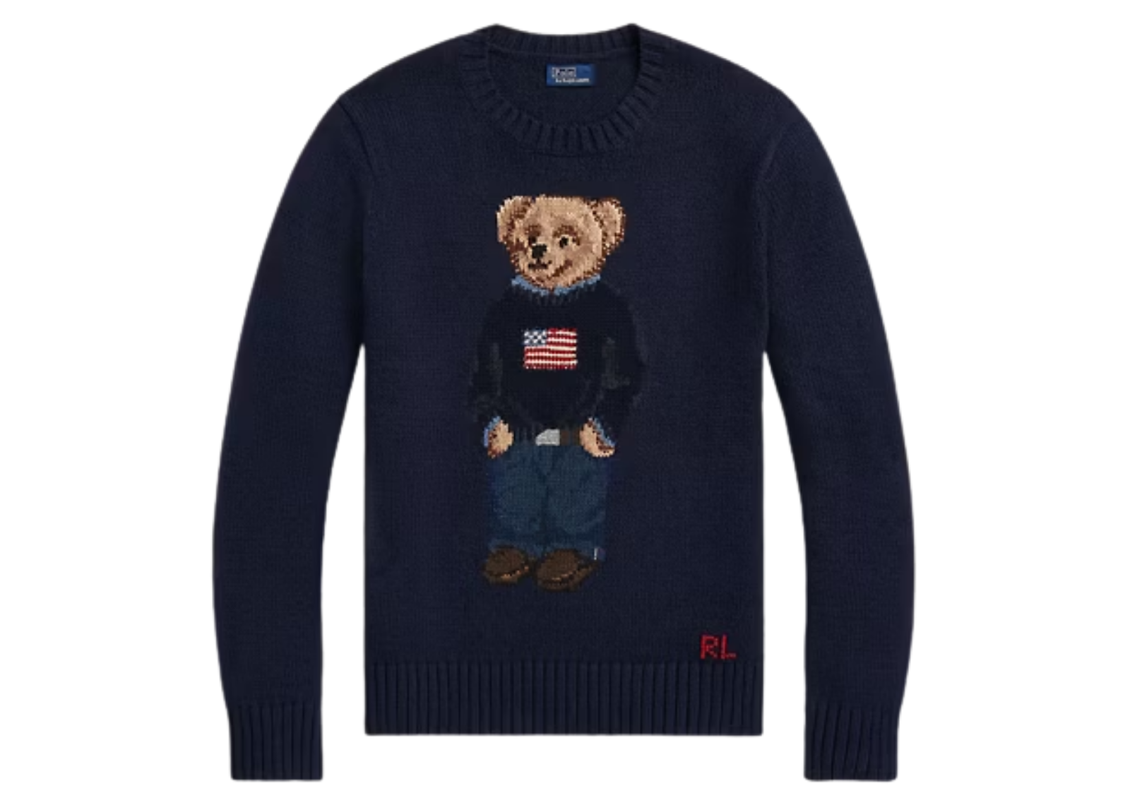 Polo Bear Cotton Linen Jumper Navy Multi