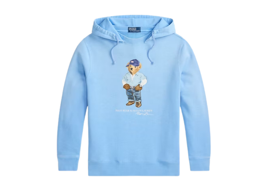 Polo Bear Fleece Hoodie Chambray Blue Denim Bear