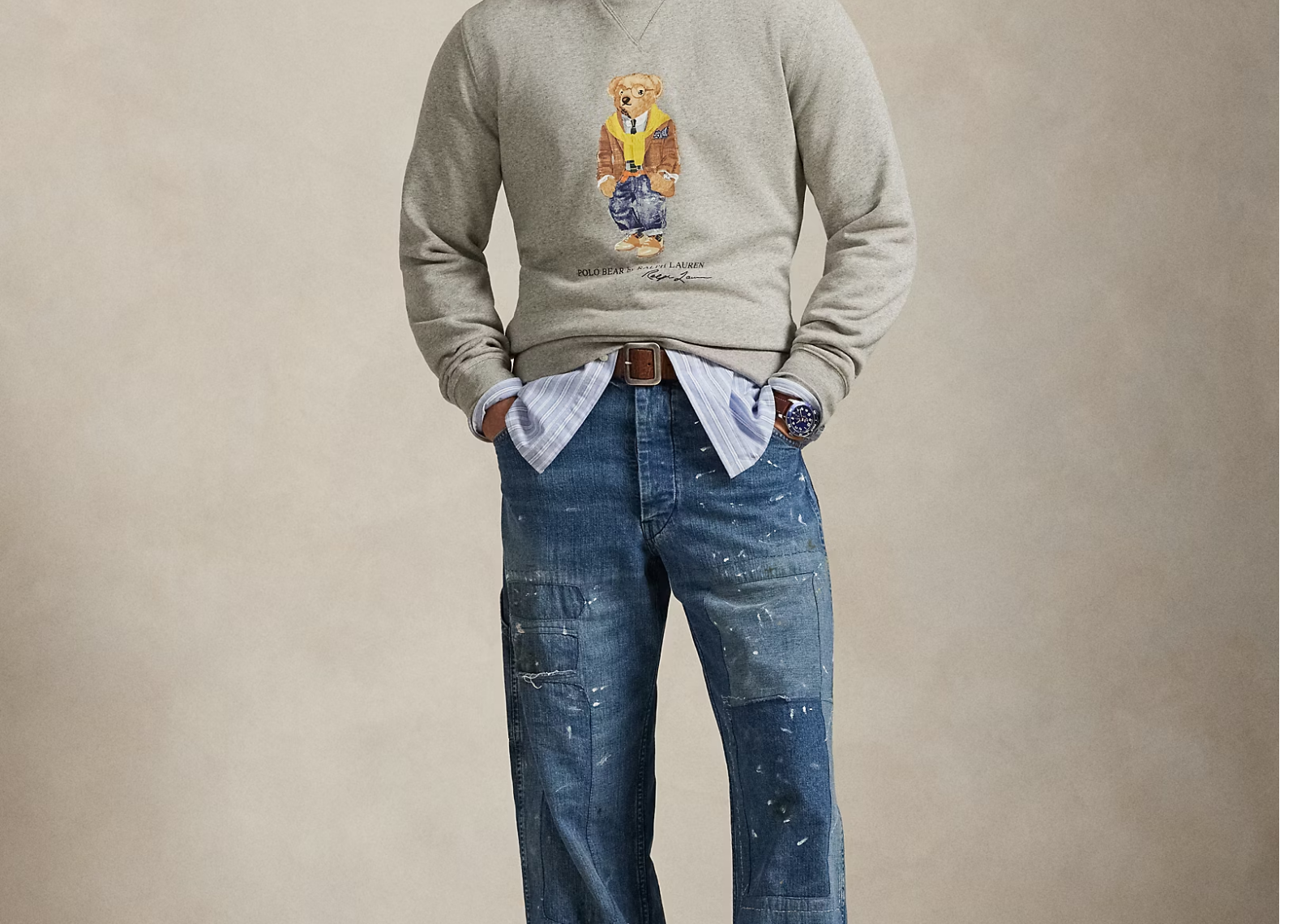 Polo Bear Fleece Sweatshirt Loft Heather Heritage Bear