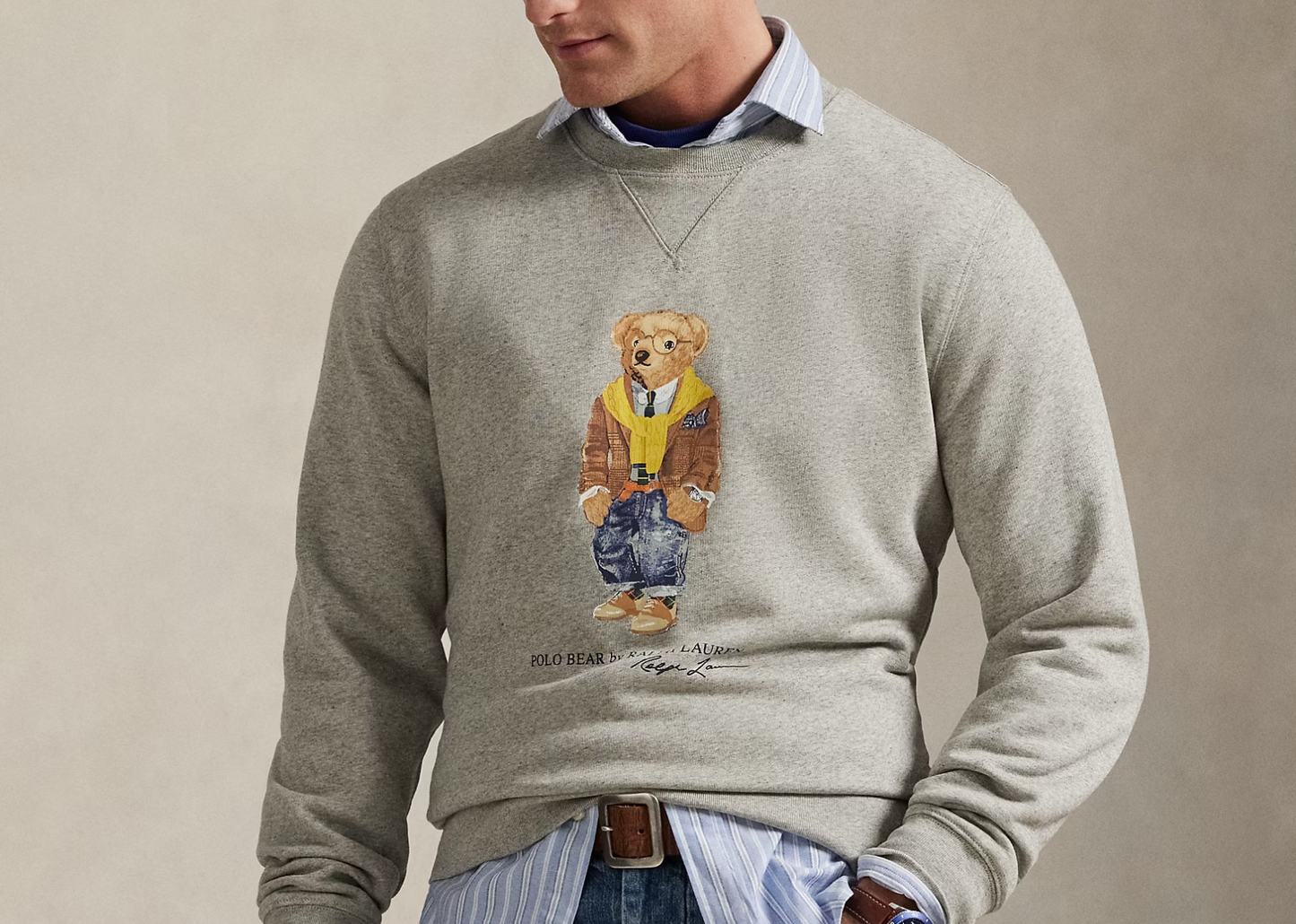 Polo Bear Fleece Sweatshirt Loft Heather Heritage Bear