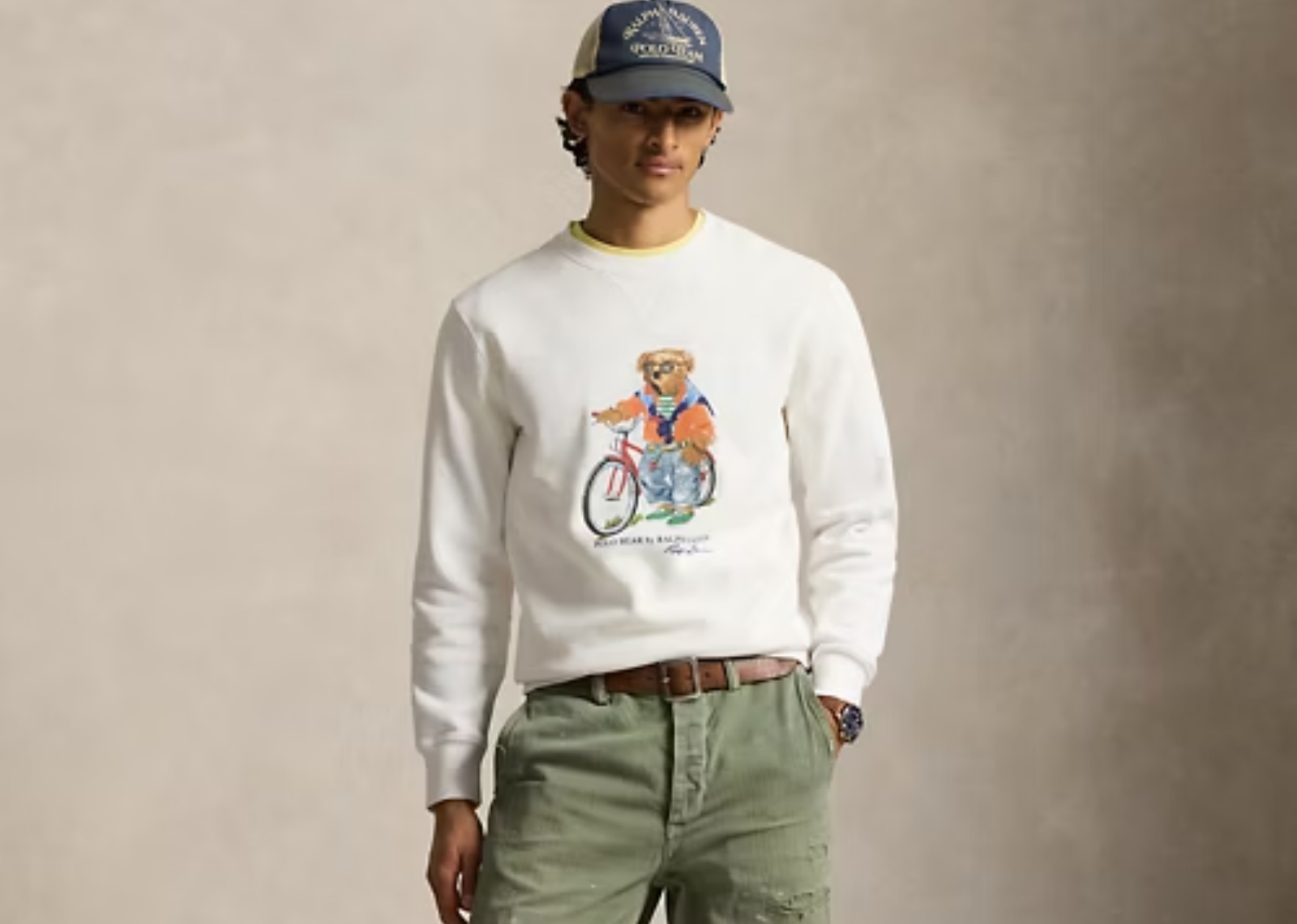 Polo Bear Fleece Sweatshirt White Summer Bear