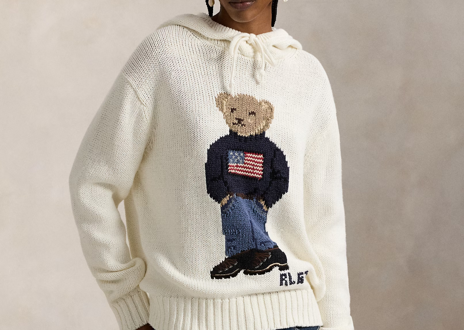 Polo Bear Hooded Jumper Parchment Cream