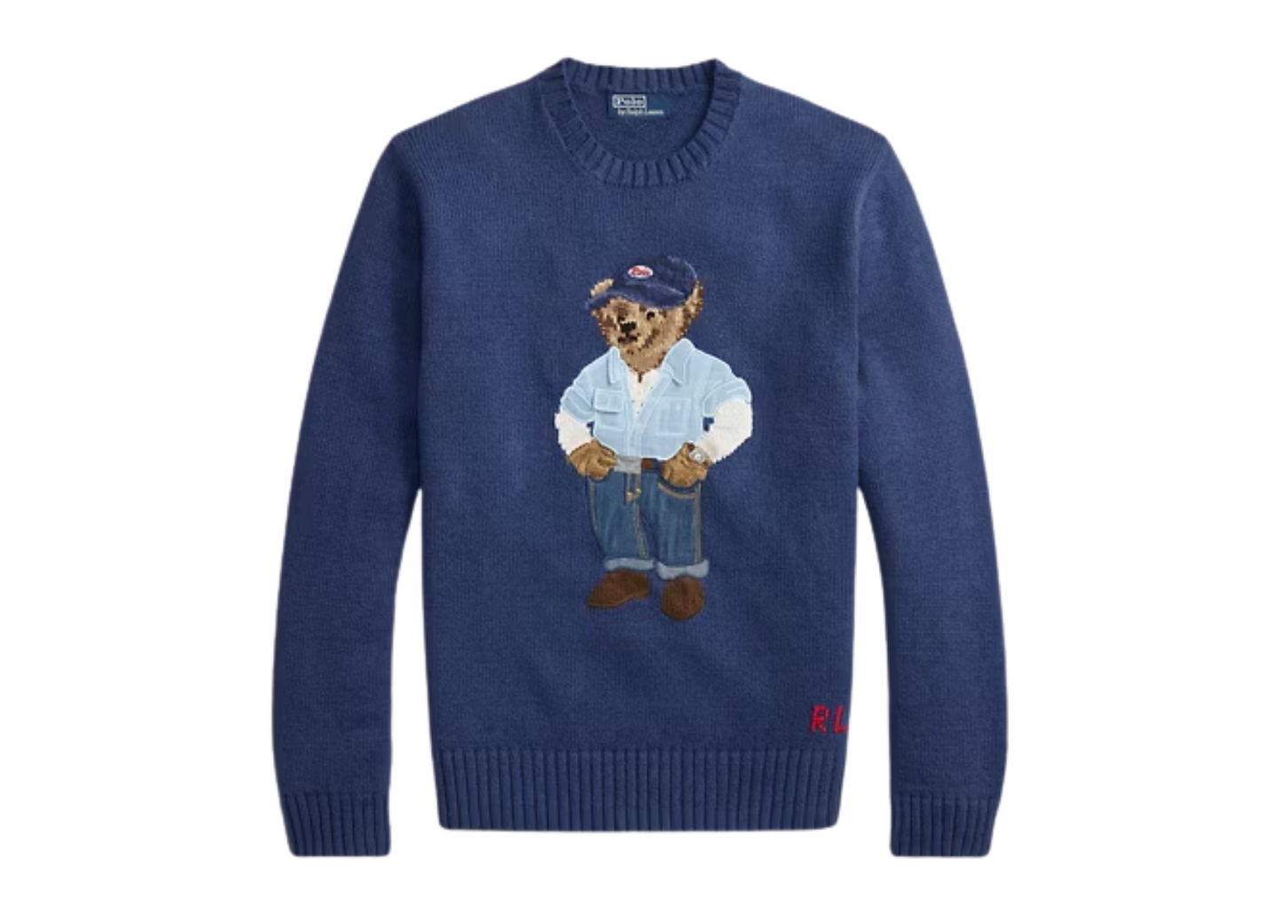 Polo Bear Linen Cotton Jumper Light Navy