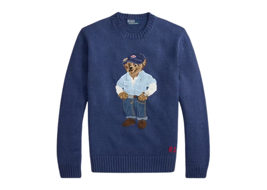 Polo Bear Linen Cotton Jumper Light Navy