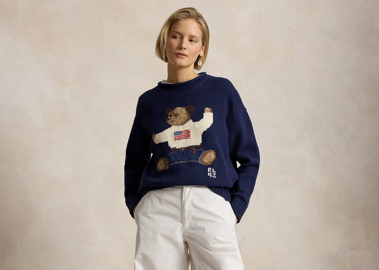 Polo Bear Roll Neck Jumper Newport Navy Multi