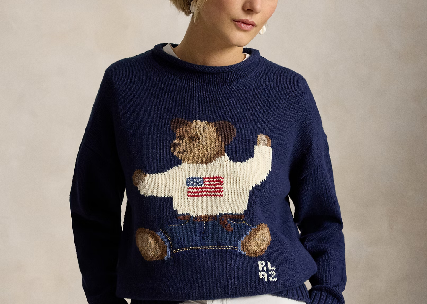 Polo Bear Roll Neck Jumper Newport Navy Multi