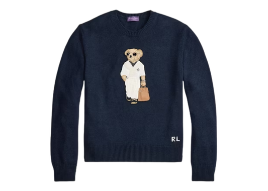Polo Bear Silk Linen Jumper Classic Chairman Navy