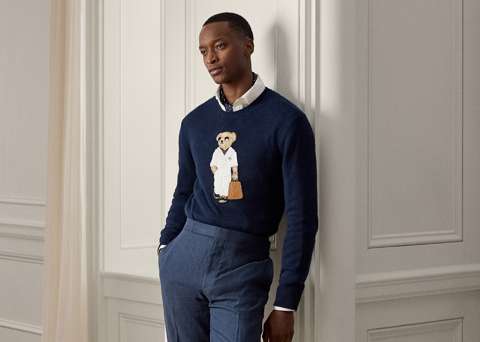 Polo Bear Silk Linen Jumper Classic Chairman Navy