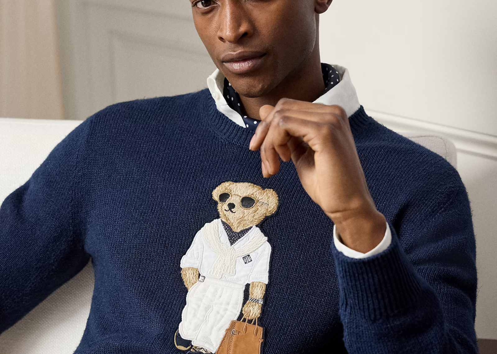 Polo Bear Silk Linen Jumper Classic Chairman Navy