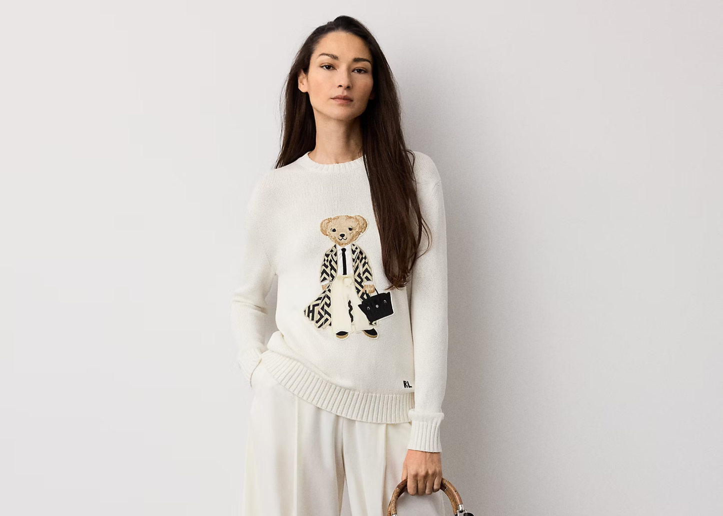 Spring Polo Bear Silk Jumper Cream