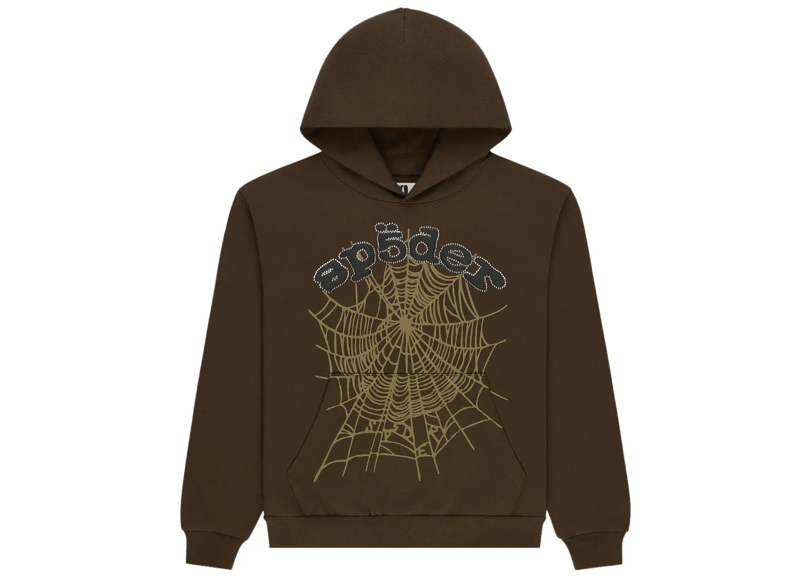 Og Web Rhinestone Hoodie Brown
