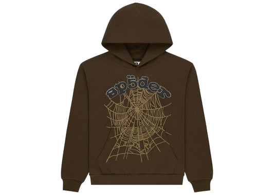 Og Web Rhinestone Hoodie Brown