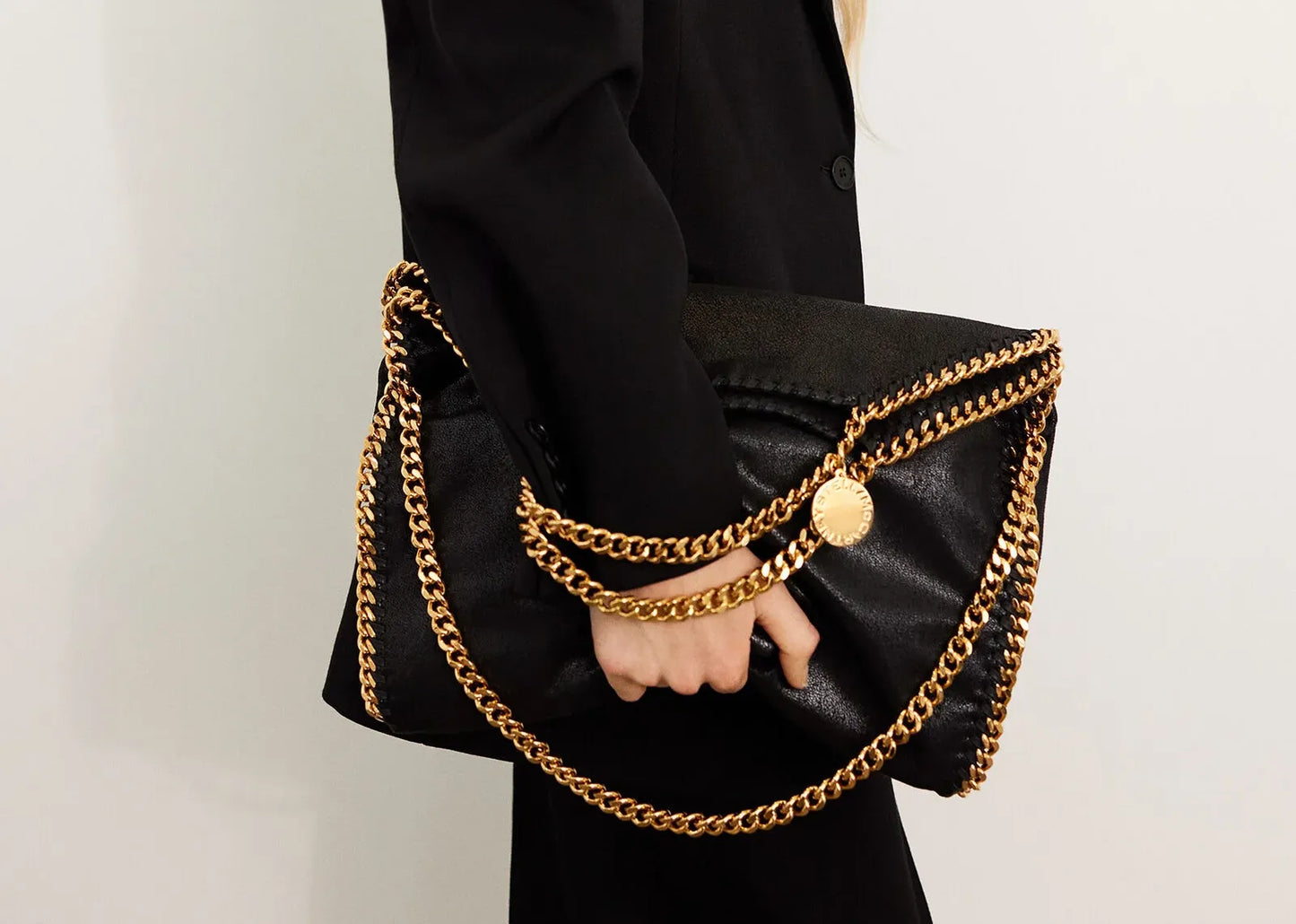Falabella Fold-Over Tote Bag Black Gold