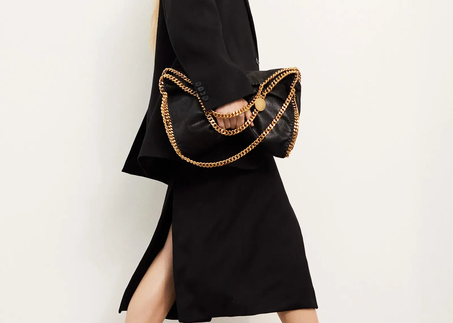 Falabella Fold-Over Tote Bag Black Gold