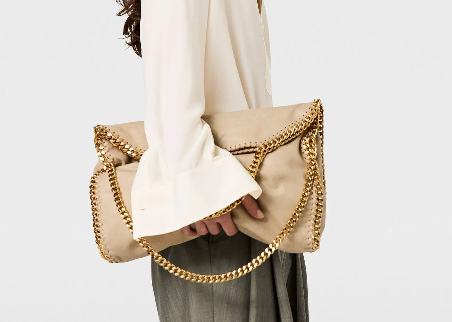 Falabella Fold-Over Tote Bag Clotted Cream