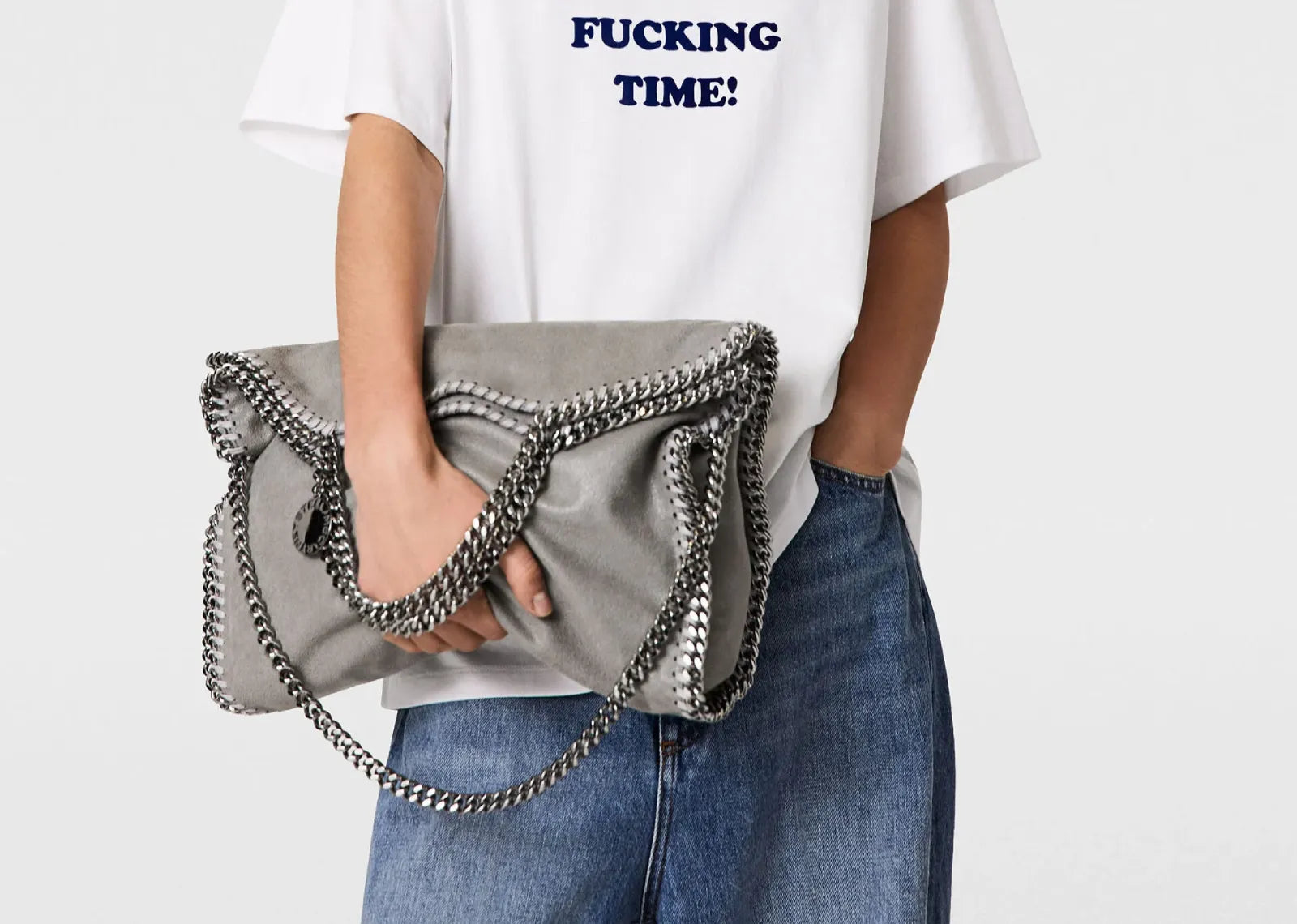 Falabella Fold-Over Tote Bag Grey