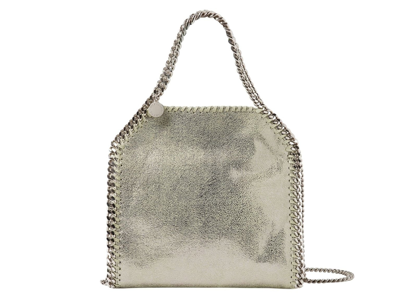 Falabella Mini Metallic Tote Bag Light Lime Grey