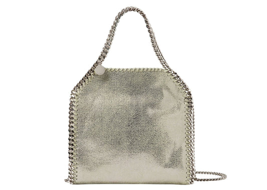 Falabella Mini Metallic Tote Bag Light Lime Grey