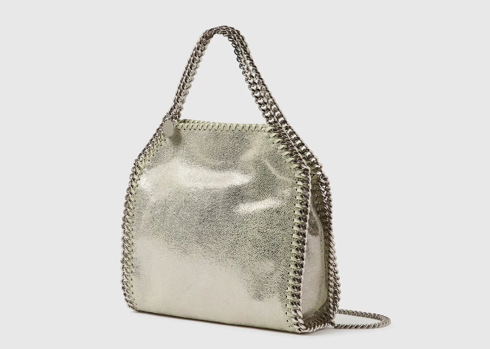 Falabella Mini Metallic Tote Bag Light Lime Grey