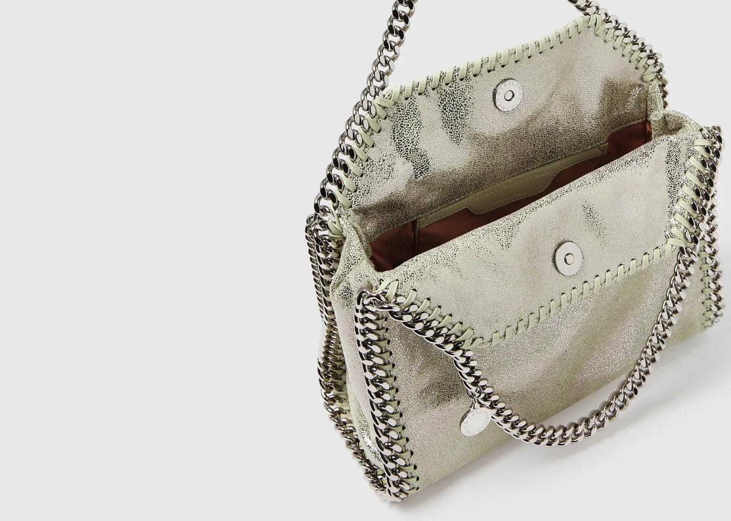 Falabella Mini Metallic Tote Bag Light Lime Grey