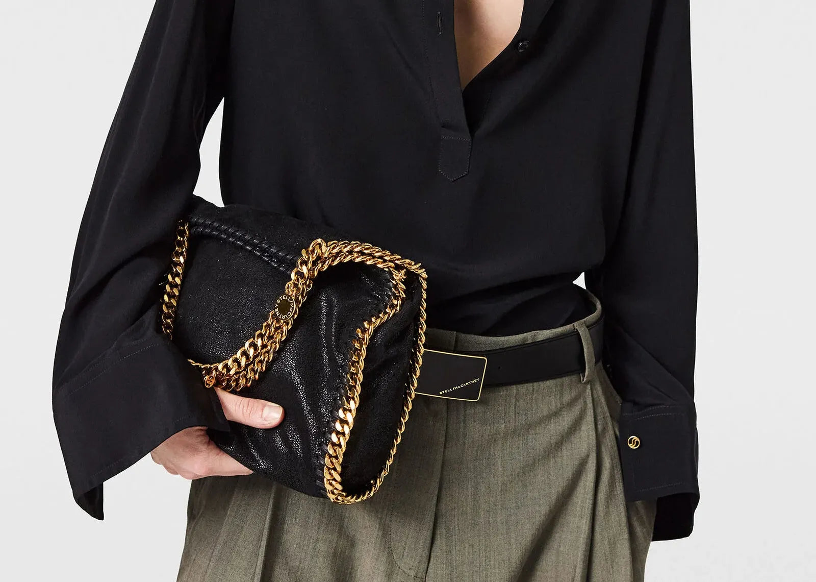 Falabella Mini Tote Bag Black Gold