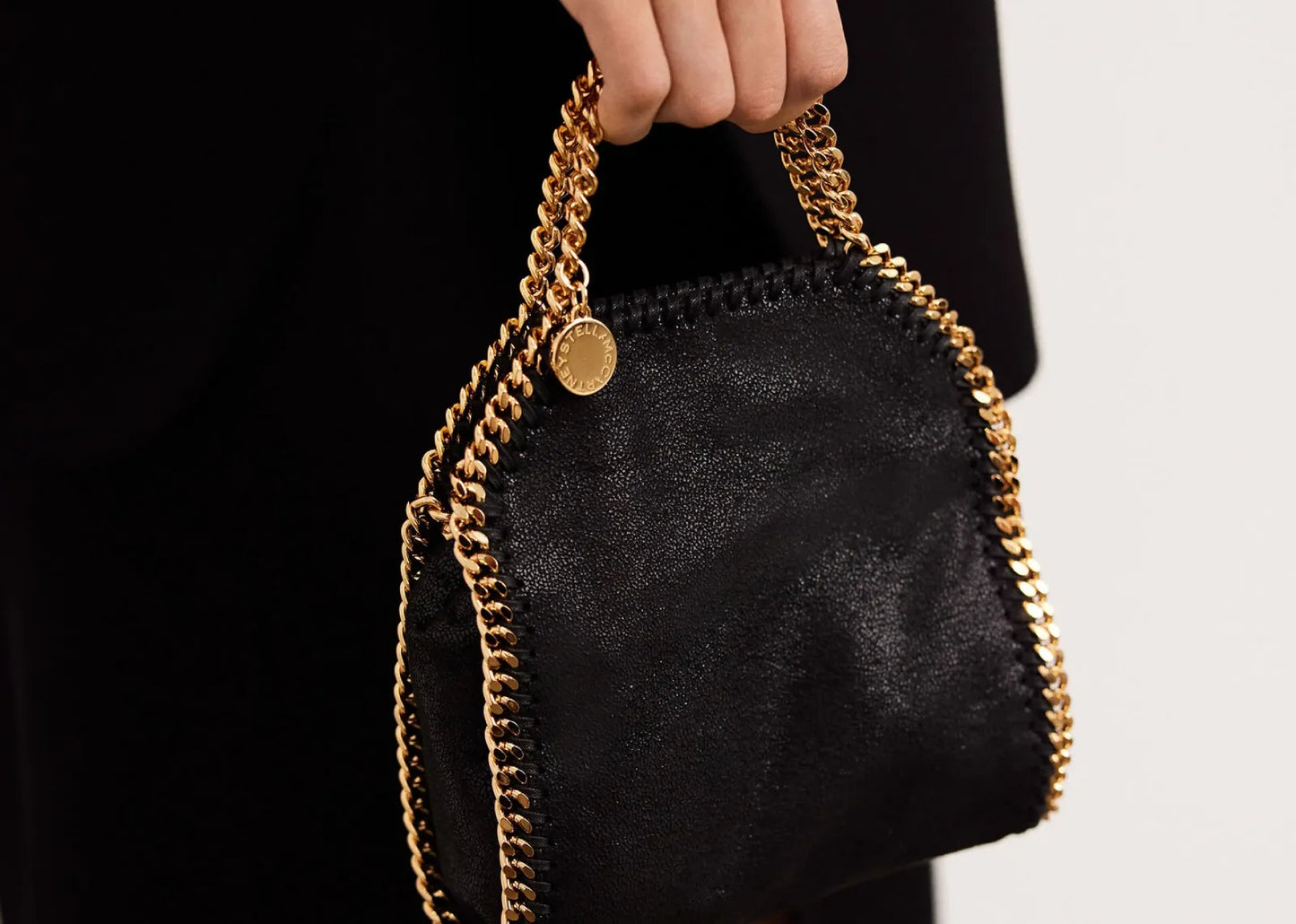 Falabella Tiny Tote Bag Black Gold