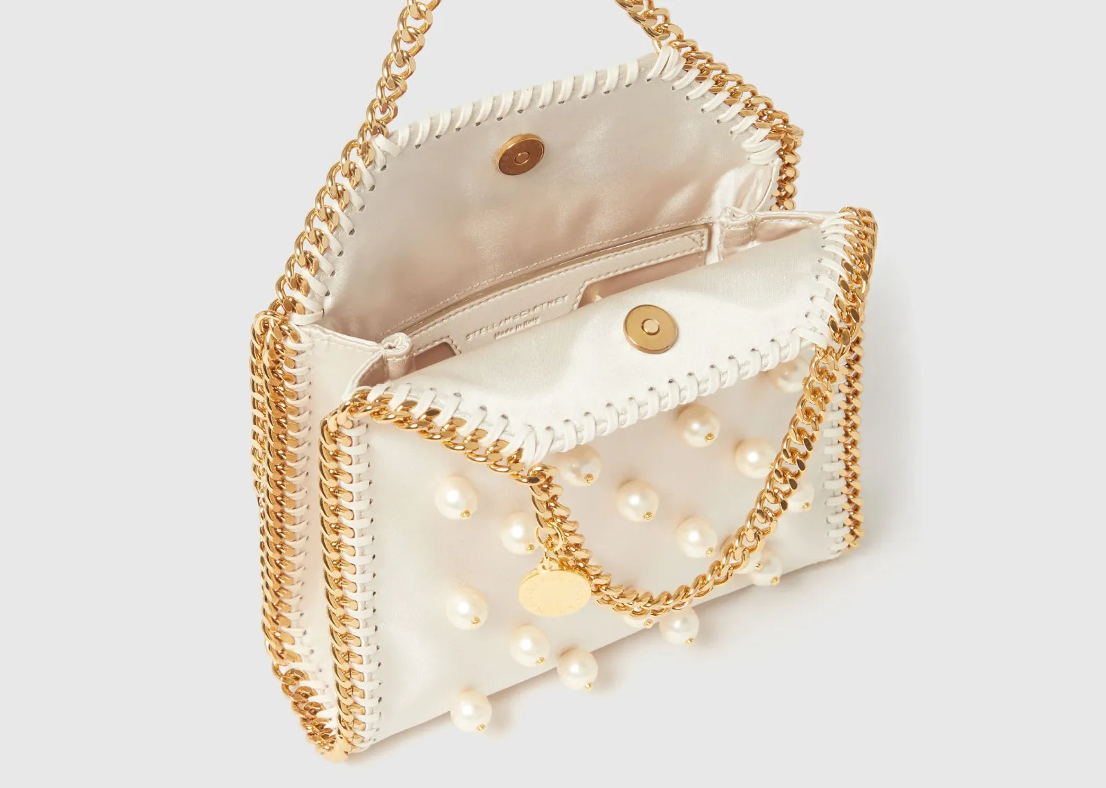 Falabella Vegan Pearl Tiny Tote Bag Pure White
