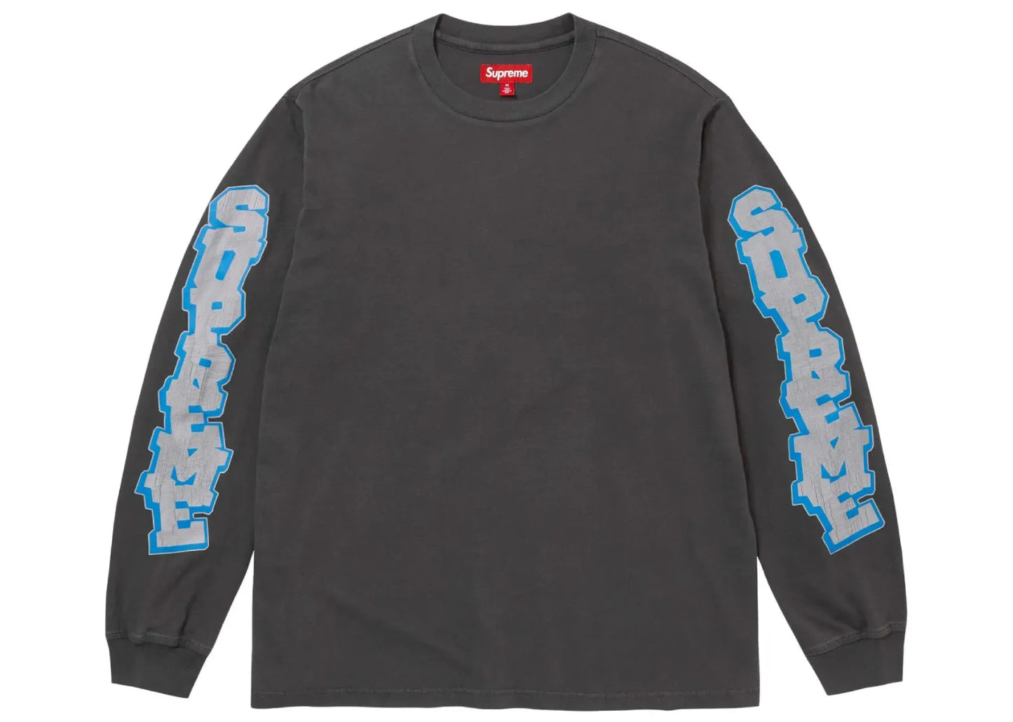 Cracked Sleeve Long-Sleeve Top Washed Black